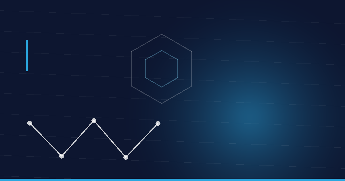 Abstraktes Beitragsbild in Navy und Cyan: Peptidkette und Hexagonstruktur – Ozempic in Deutschland kaufen