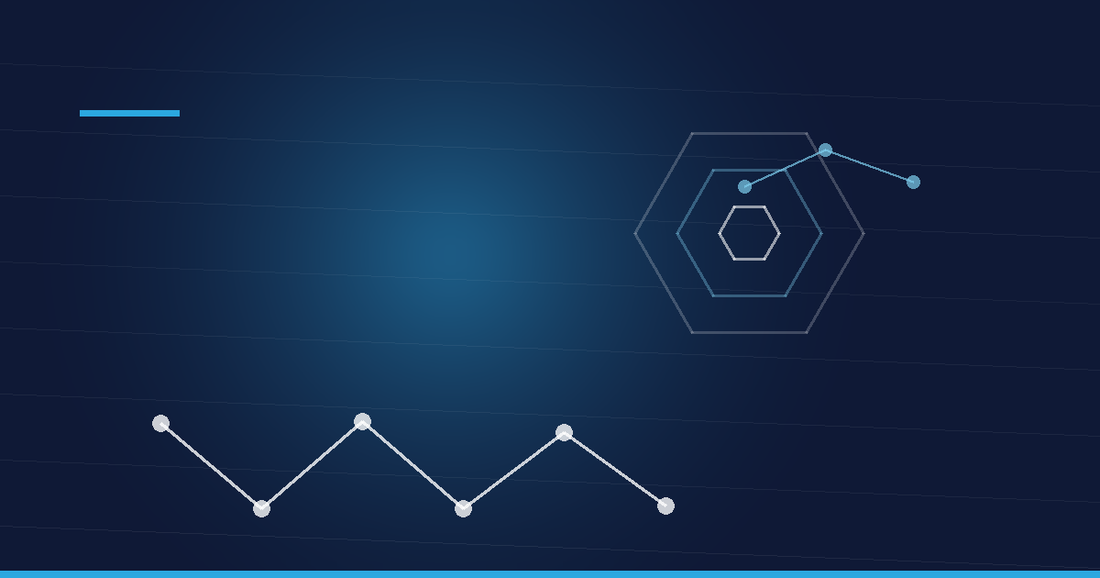 Abstraktes Beitragsbild in Navy und Cyan: Peptidkette und Hexagonstruktur – Peptid-Degradationswege