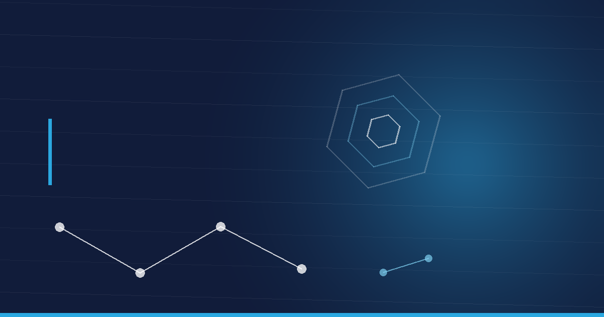 Abstraktes Beitragsbild in Navy und Cyan: Peptidkette und Hexagonstruktur – Peptide auf Deutsch