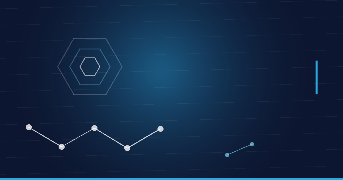Abstraktes Beitragsbild in Navy und Cyan: Peptidkette und Hexagonstruktur – Peptide kaufen in Österreich