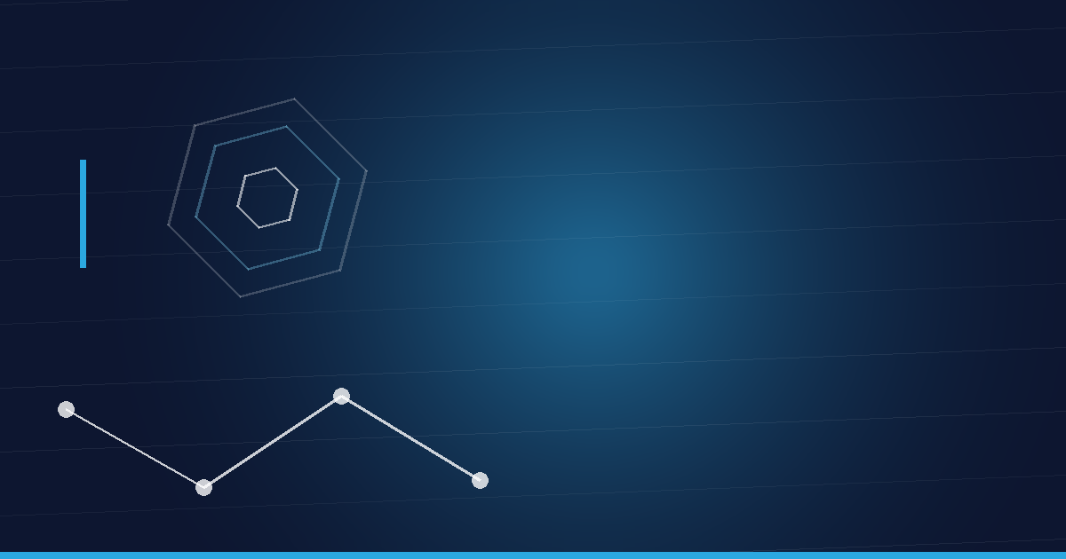 Abstraktes Beitragsbild in Navy und Cyan: Peptidkette und Hexagonstruktur – Peptides kaufen 2026
