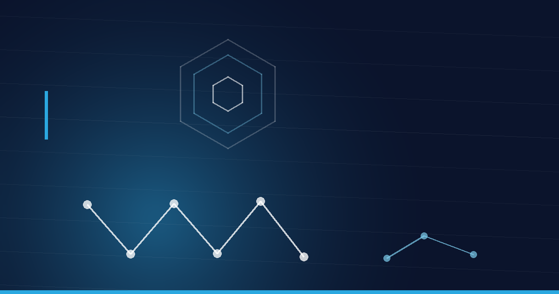 Abstraktes Beitragsbild in Navy und Cyan: Peptidkette und Hexagonstruktur – Phenylpiracetam legal in Deutschland