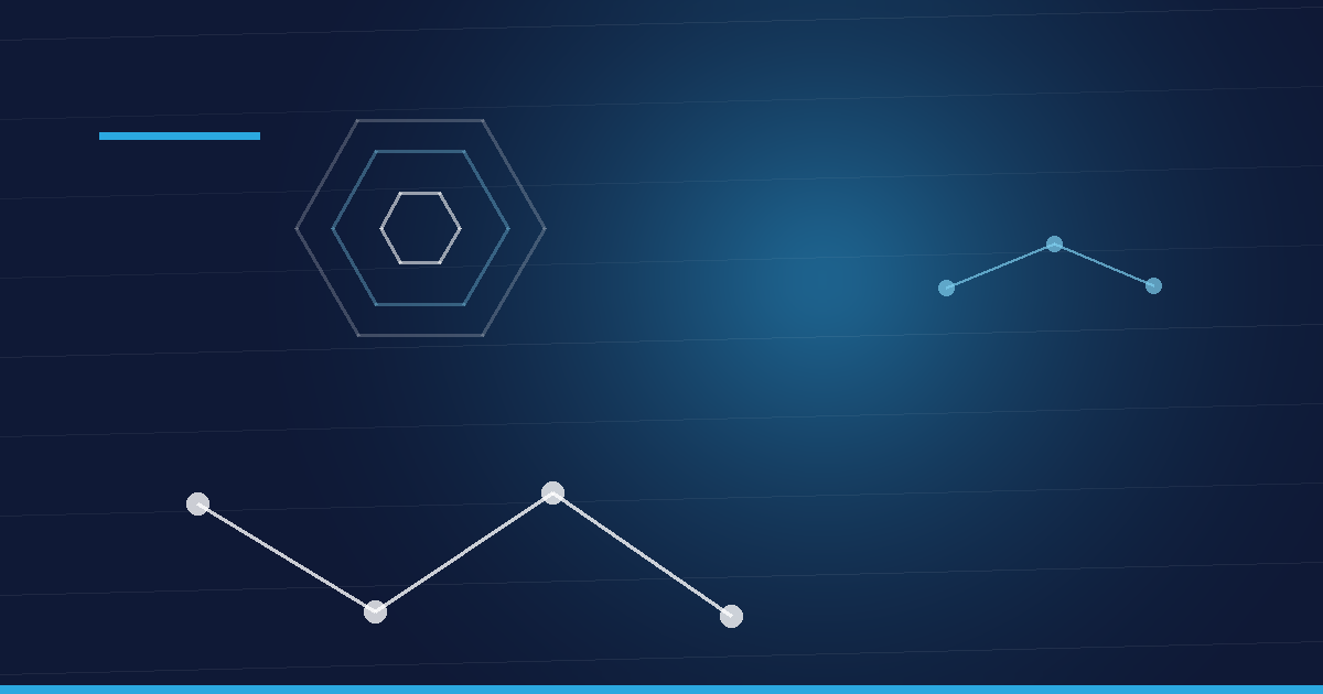 Abstraktes Beitragsbild in Navy und Cyan: Peptidkette und Hexagonstruktur – Rapamycin Salbe kaufen