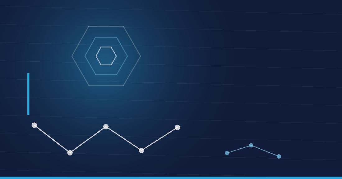 Abstraktes Beitragsbild in Navy und Cyan: Peptidkette und Hexagonstruktur – TB-500 Dosierung